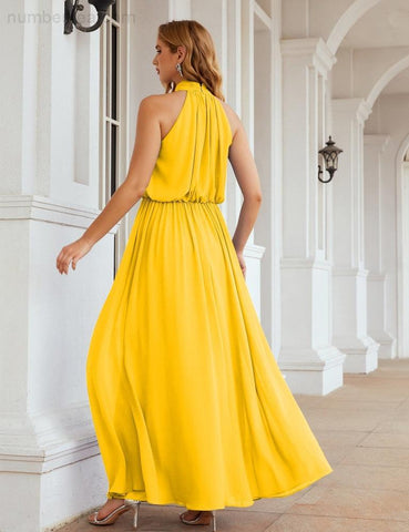 Vestidos de dama de honor Baoleely de gasa con cuello alto, vestidos largos de noche, vestidos formales para fiestas y graduaciones 28027