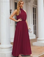 Baoleely  High Neck Chiffon Bridesmaid Dresses Long Evening Dresses Formal Evening Party Prom Gowns 28027