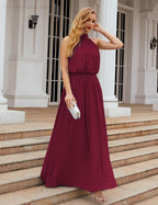 Baoleely  High Neck Chiffon Bridesmaid Dresses Long Evening Dresses Formal Evening Party Prom Gowns 28027