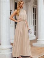 Baoleely  High Neck Chiffon Bridesmaid Dresses Long Evening Dresses Formal Evening Party Prom Gowns 28027