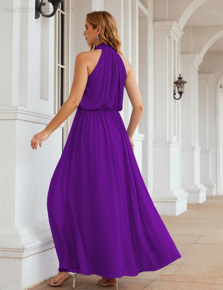 Baoleely  High Neck Chiffon Bridesmaid Dresses Long Evening Dresses Formal Evening Party Prom Gowns 28027