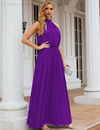 Baoleely  High Neck Chiffon Bridesmaid Dresses Long Evening Dresses Formal Evening Party Prom Gowns 28027