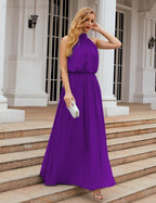 Baoleely  High Neck Chiffon Bridesmaid Dresses Long Evening Dresses Formal Evening Party Prom Gowns 28027