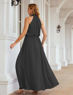 Baoleely  High Neck Chiffon Bridesmaid Dresses Long Evening Dresses Formal Evening Party Prom Gowns 28027