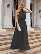Baoleely  High Neck Chiffon Bridesmaid Dresses Long Evening Dresses Formal Evening Party Prom Gowns 28027