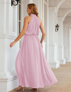 Baoleely  High Neck Chiffon Bridesmaid Dresses Long Evening Dresses Formal Evening Party Prom Gowns 28027