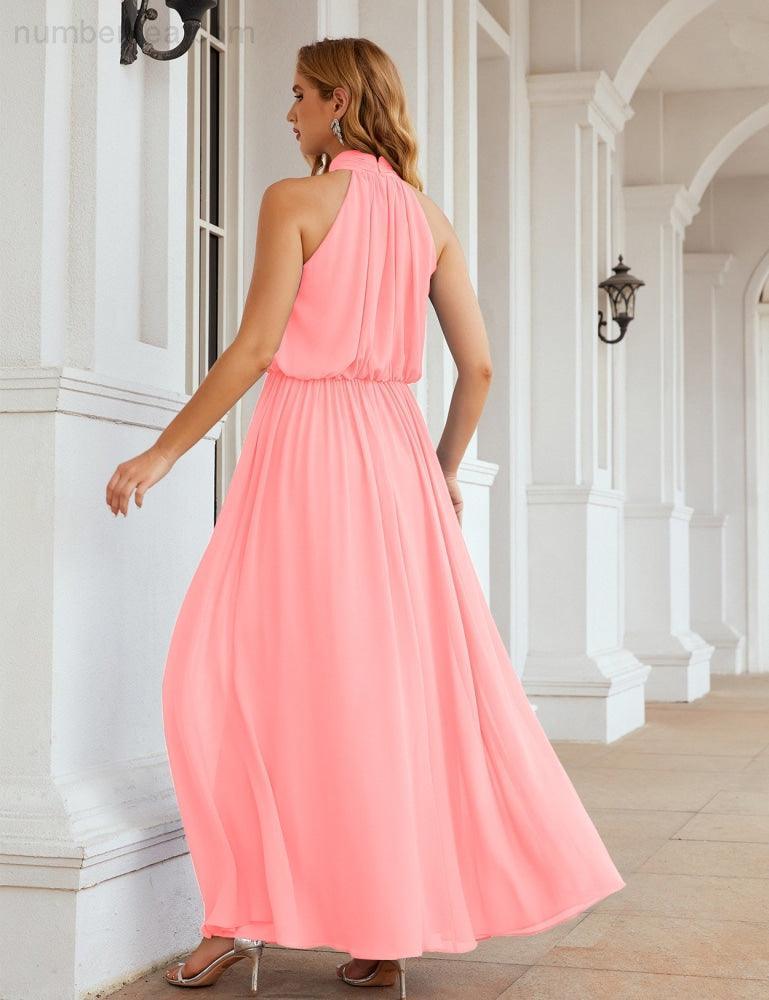 Baoleely  High Neck Chiffon Bridesmaid Dresses Long Evening Dresses Formal Evening Party Prom Gowns 28027