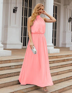 Baoleely  High Neck Chiffon Bridesmaid Dresses Long Evening Dresses Formal Evening Party Prom Gowns 28027