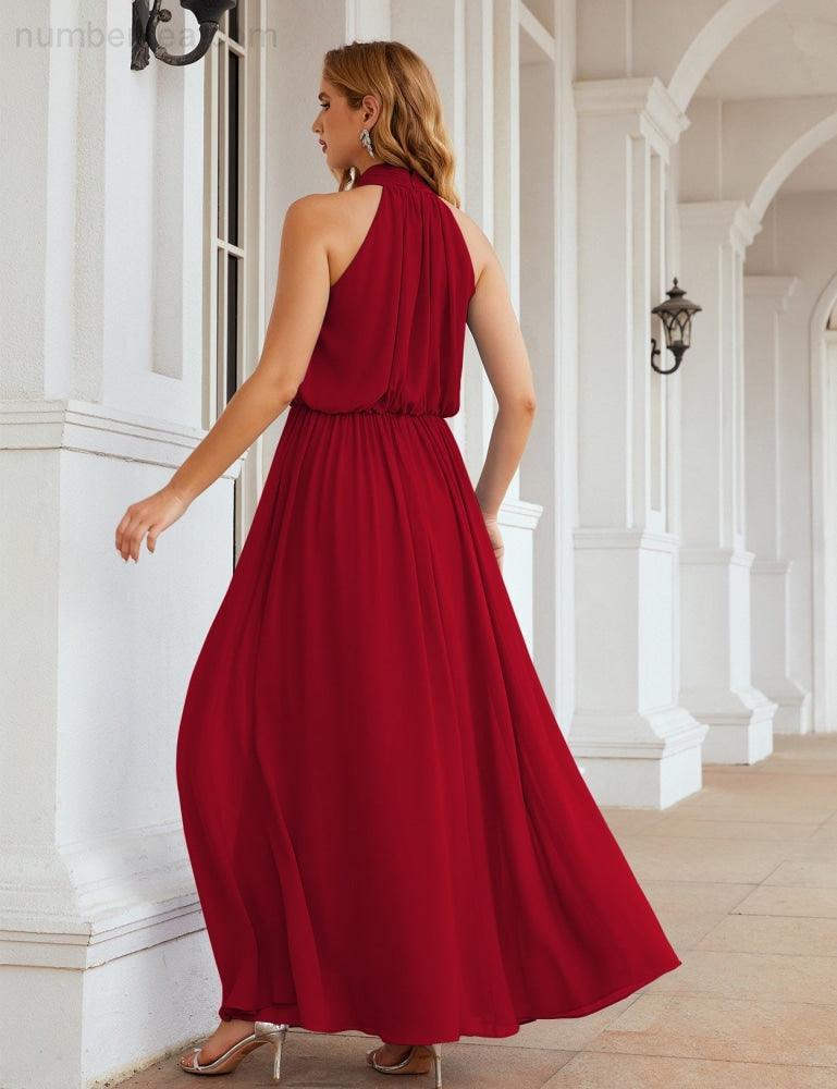 Baoleely  High Neck Chiffon Bridesmaid Dresses Long Evening Dresses Formal Evening Party Prom Gowns 28027