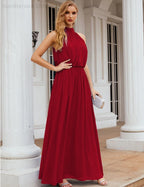 Baoleely  High Neck Chiffon Bridesmaid Dresses Long Evening Dresses Formal Evening Party Prom Gowns 28027