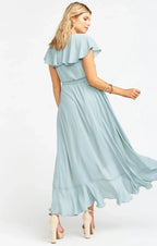 Robe mi-longue plissée en mousseline de soie, coupe haute et basse, robes de demoiselle d'honneur en mousseline de soie VMB38 