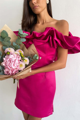 fuchsia mini dress strapless corset mini dress SYH2