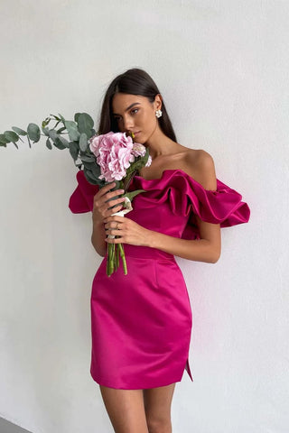 fuchsia mini dress strapless corset mini dress SYH2