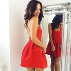 Robes de bal courtes en satin simple dos nu, robes de soirée courtes 