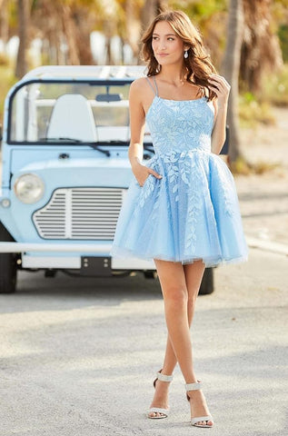 Robe de bal de promo en tulle pour adolescentes avec poches SYH49 