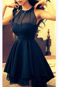 Chiffon Navy  Short Prom Dresses For Girls, Halter Homecoming Dress