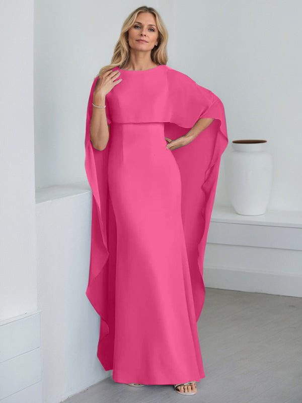 Vestido de gasa de corte recto, largo hasta el suelo, para la madre de la novia, con volantes en cascada. 