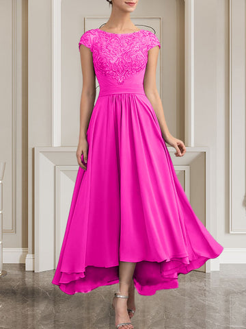 A-line Scoop Floor-Length Lace Chiffon Mother of the Bride Dress With Sequins