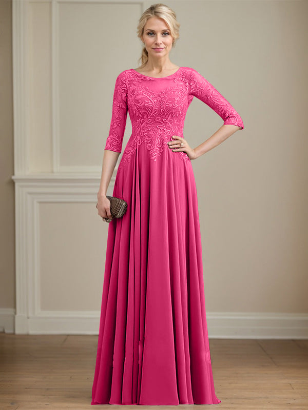 Vestido de novia de corte A, escote redondo, ilusión, largo hasta el suelo, de encaje y gasa con lentejuelas. 