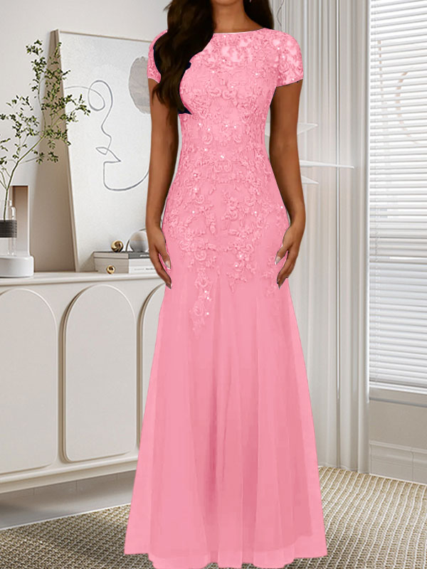 Vestido de tul con lentejuelas y escote sirena azul marino oscuro