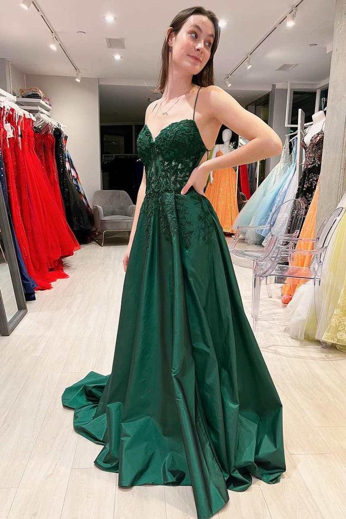 Vestido de noche de fiesta corte A con apliques florales rosa intenso y cordones
