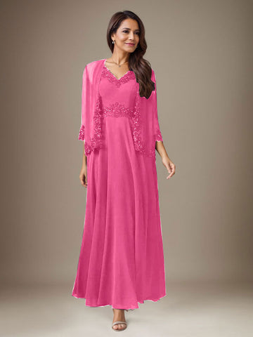 Plum A-Line Sequins Chiffon Dress