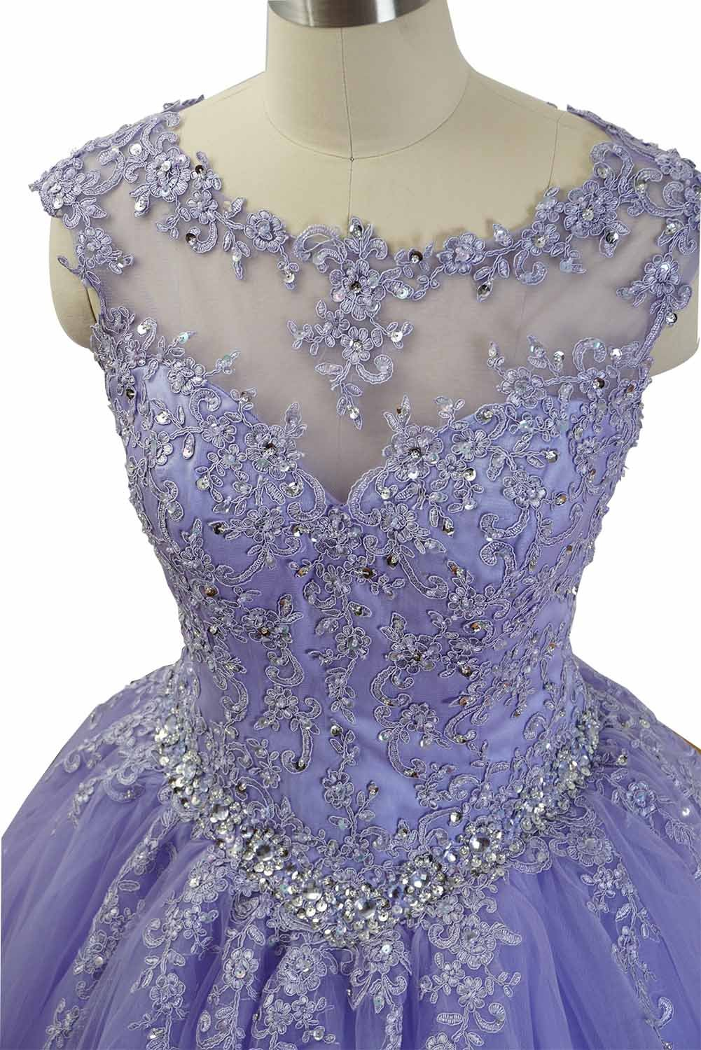 Precioso vestido de quinceañera con apliques y pedrería, vestido de baile morado Y1252