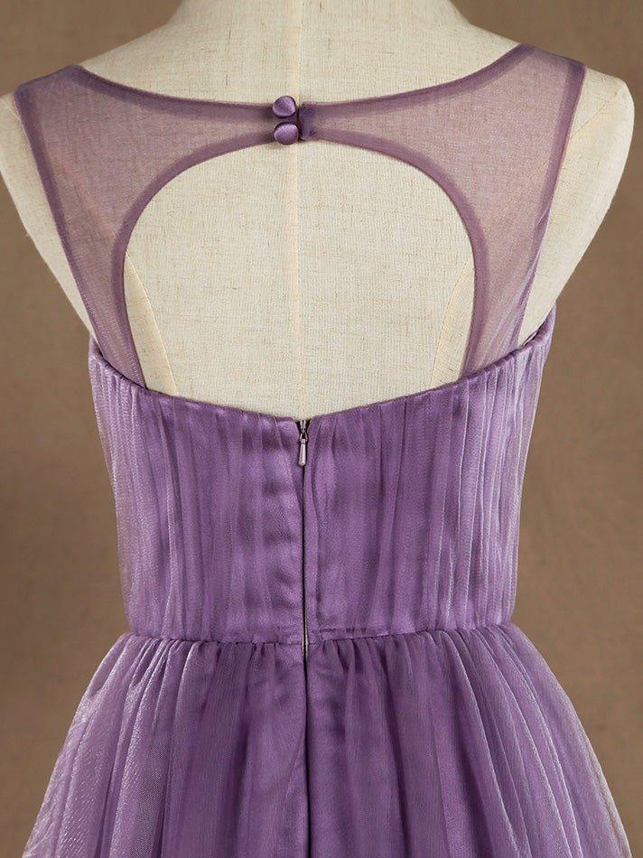 Vestido de dama de honor de tul con escote en V, largo hasta el suelo, cruzado con cuentas 