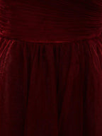 Vestido de dama de honor de tul con mangas cortas y corte en A hasta la rodilla con escote barco transparente 