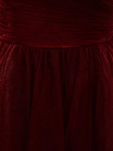 Robe de demoiselle d'honneur trapèze longueur genou en tulle, manches courtes, avec décolleté bateau transparent 