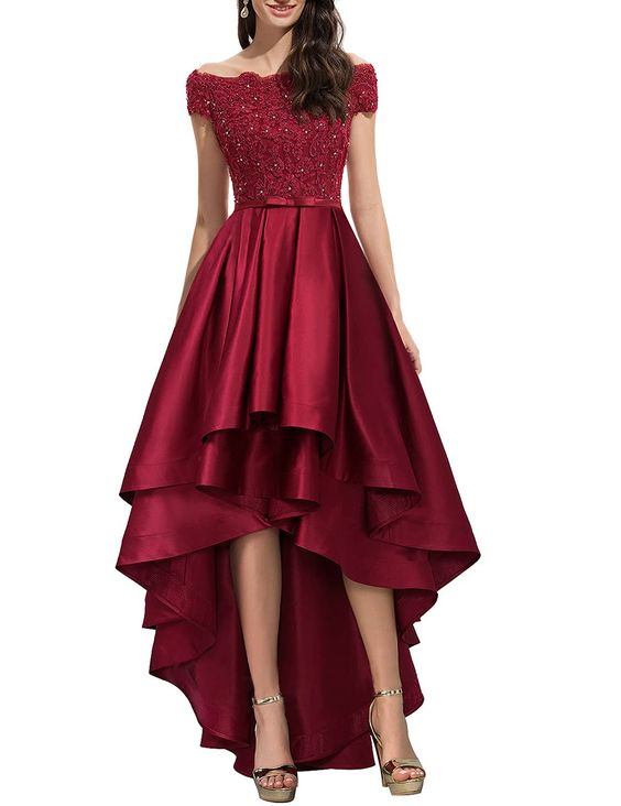 Vestidos de fiesta con hombros descubiertos, corte asimétrico, vestidos de noche formales con apliques de encaje Y5685