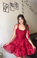 Sweet Red A Line Tulle Homecoming Dress Short Prom Dress Y8509