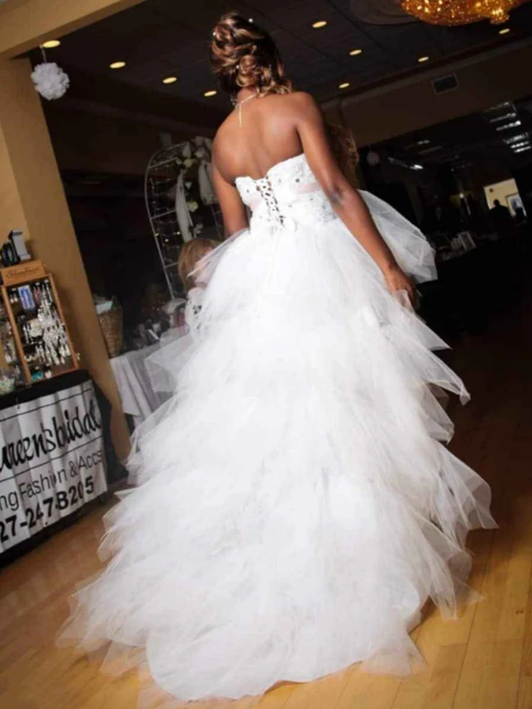 Vestido largo de fiesta de tul blanco con corte asimétrico, vestido de noche formal Y7849