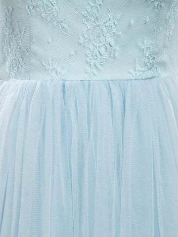 Convertible A-Line Tulle match Lace Floor Length Bridesmaid Dress Sweetheart Neck