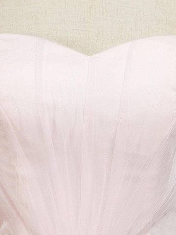 A-Line Tulle Floor Length Bridesmaid Dress Strapless with Belt