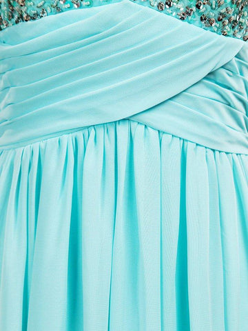 A-Line Sweetheart Floor Length Chiffon Prom Formal Evening Dress with Beading