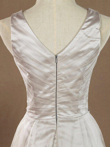 A-Line V-neck Floor Length Tulle Bridesmaid Dress with Belt