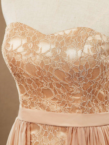 Vestido Baoleely de fiesta de cóctel sin tirantes, con columna y encaje corto, largo de gasa con solapa 