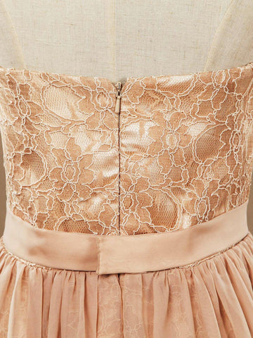 Vestido Baoleely de fiesta de cóctel sin tirantes, con columna y encaje corto, largo de gasa con solapa 