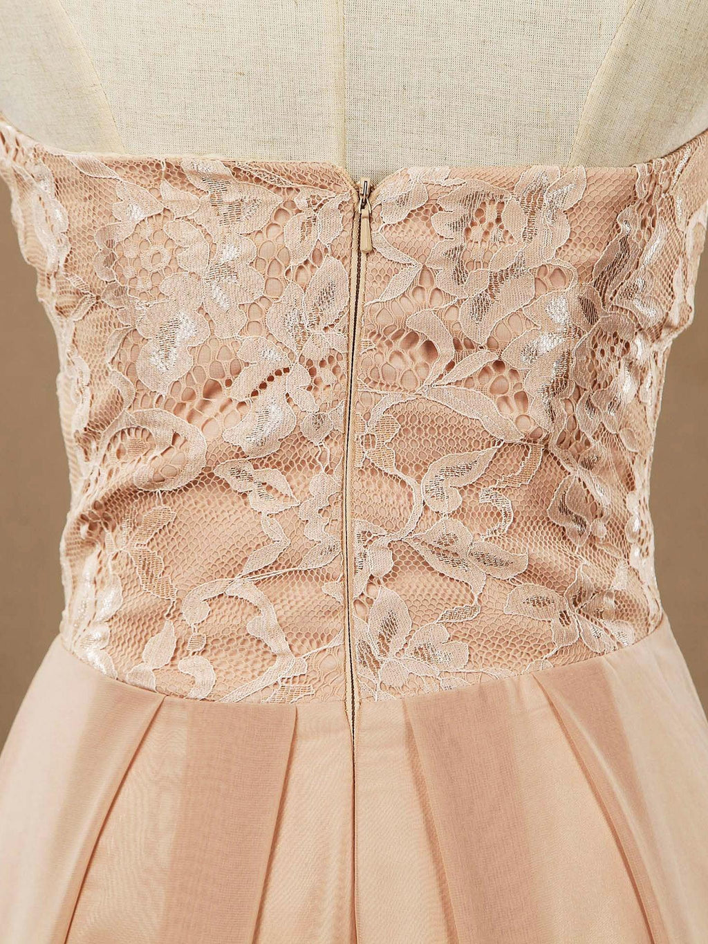 Vestidos de dama de honor de gasa con encaje, corte A, largo hasta el suelo, escote corazón, sin tirantes 