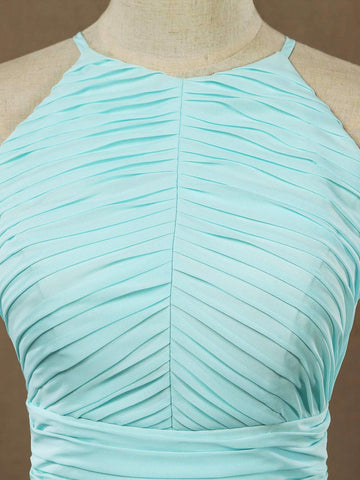 Baoleely Chiffon Floor Length Prom Dresses A-Line Halter Open Back Pleats