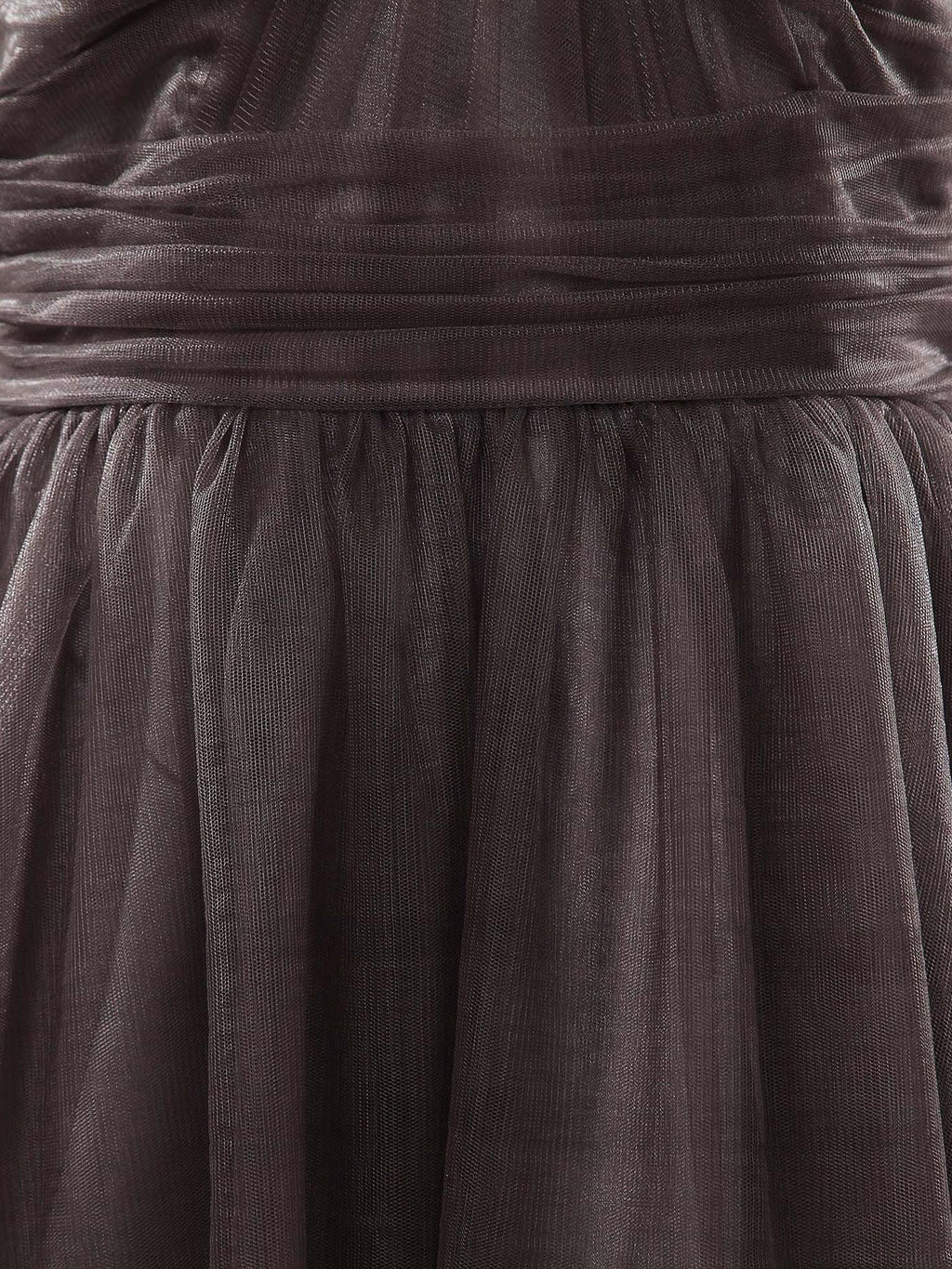 Vestidos de dama de honor de tul hasta la rodilla con corte A y tirantes, escote corazón, espalda abierta con fruncido 