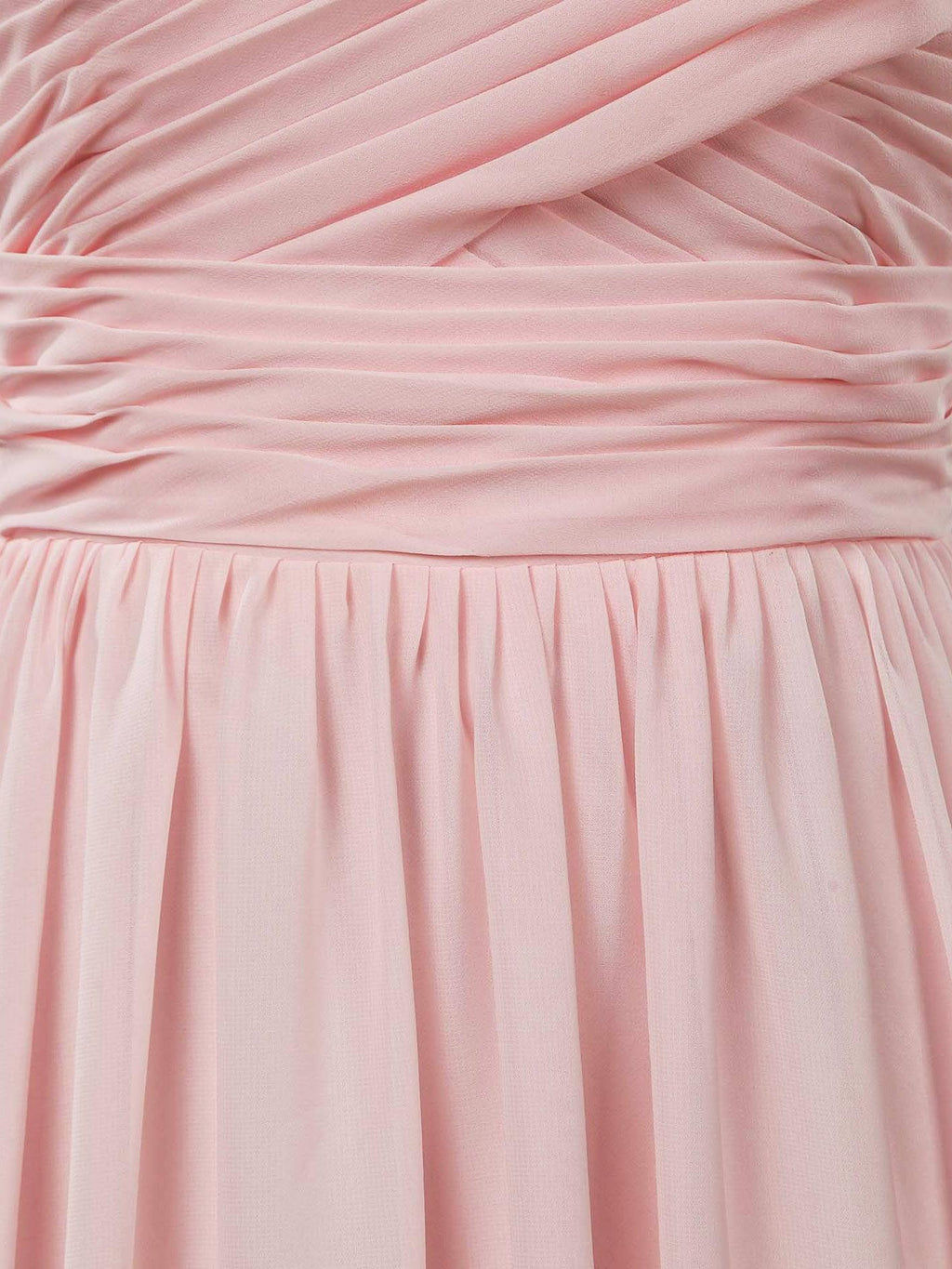 Vestido de dama de honor de gasa con encaje, escote joya, largo hasta el suelo, corte A y pliegues fruncidos 