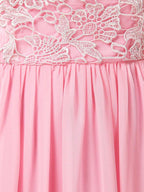 Vestido de dama de honor corte A/princesa, de gasa a juego con encaje, escote redondo y mangas cortas 