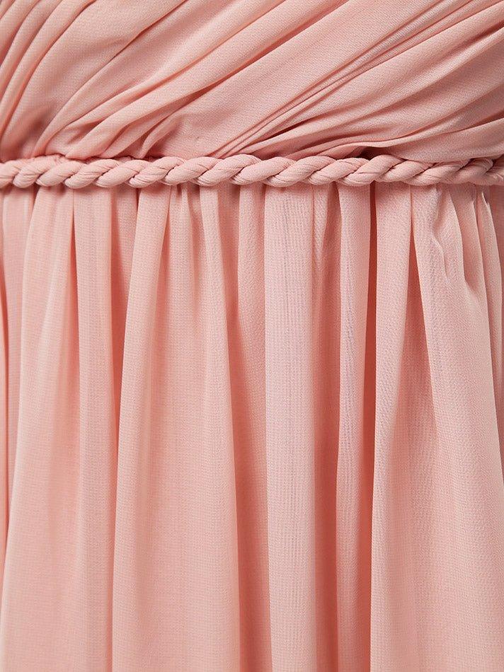 Vestido de dama de honor embarazada de gasa con corte en A, un hombro, largo hasta el suelo, cintura alta 