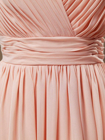 Chiffon Bridesmaid Dress A-Line/Princess Double Straps Deep V-neck V-back Floor-Length