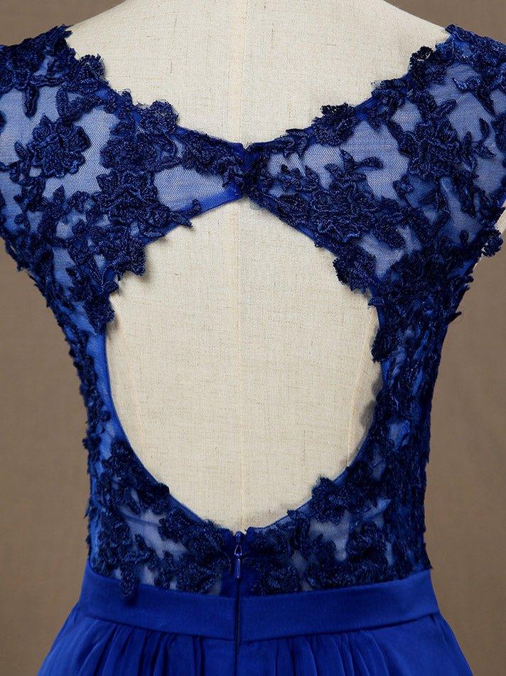 Vestido de cóctel mini de gasa con escote en V y encaje, con espalda abierta, para dama de honor y regreso a casa. 
