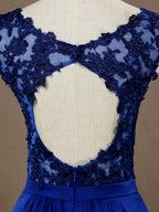Vestido de cóctel mini de gasa con escote en V y encaje, con espalda abierta, para dama de honor y regreso a casa. 