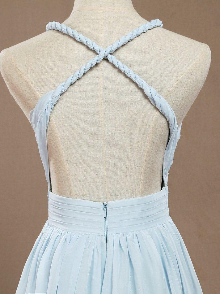Vestido de noche de fiesta formal de graduación, de gasa, largo hasta el suelo, con escote en V y espalda abierta, sexy 