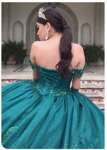 Off The Shoulder Glitter Quinceanera Dress Ball Gown Y608